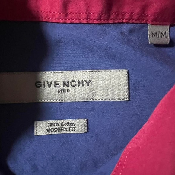 GIVENCHY Mens Dress Shirt Long Sleeve Button Up Blue With Red Trim‎ - Picture 3 of 3